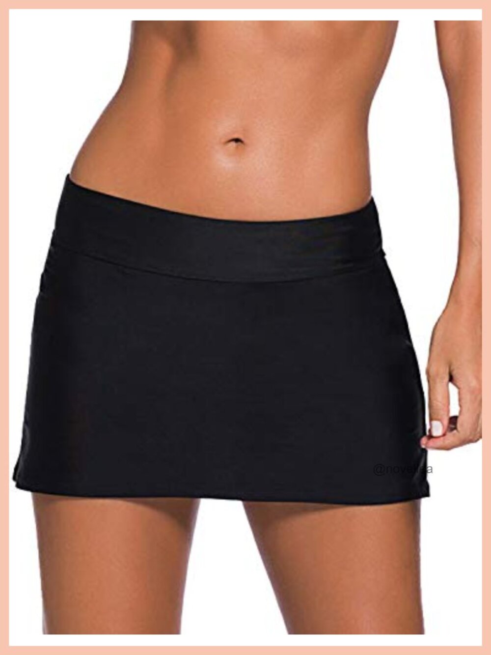 REKITA Women's Swim Skort Ruffle Solid Waistband Bikini Bottom